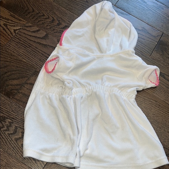 Baby White Hooded Cover-Up with Pink Details Little me 18 months - Picture 6 of 6